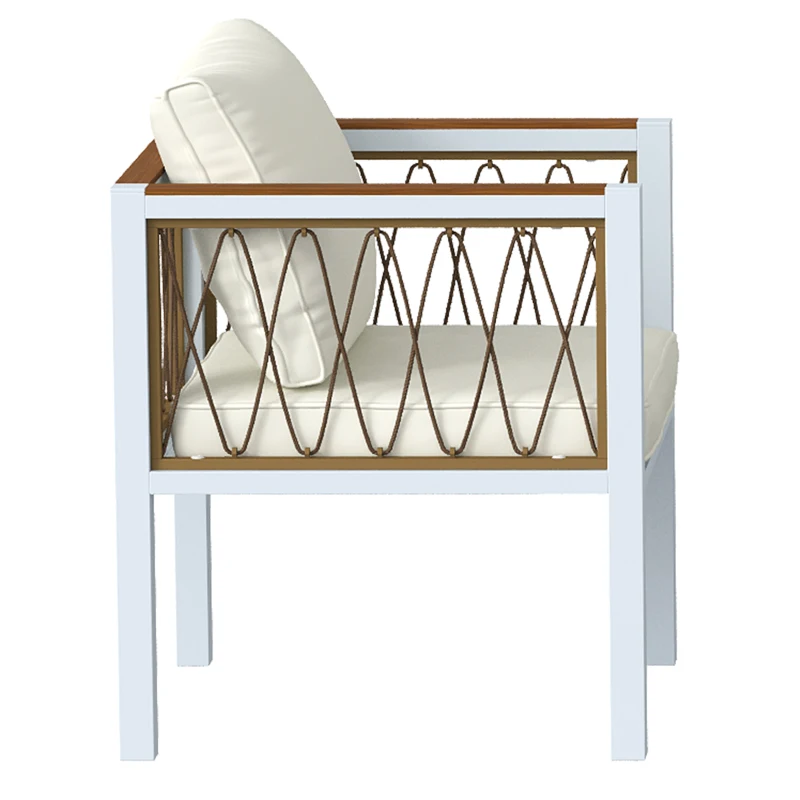 Outsunny 4 Piece Rattan Garden Furniture Set with Loveseat, 2 Armchairs, Table, Metal Frame Patio Conversation Set, Cream White