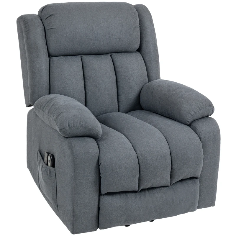 HOMCOM Power Lift Recliner Chair with Vibration Massage, Lift Chair for Elderly with Footrest, Remote, Side Pocket, Grey