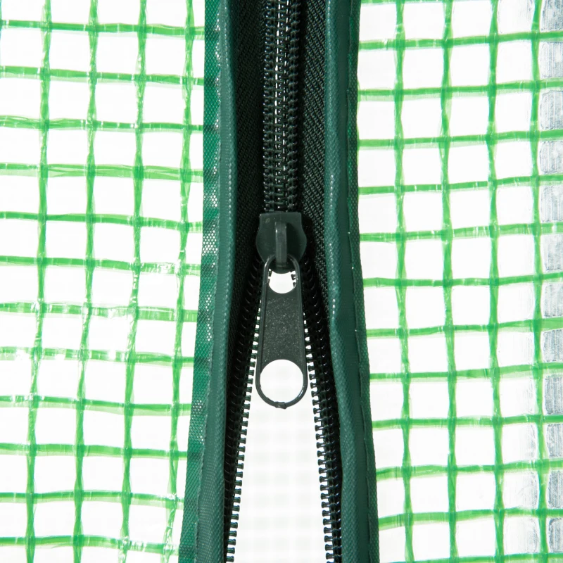 Outsunny Serra da Giardino con Ripiani in Metallo, Copertura in PE e Porta Avvolgibile 80x49x160cm, Verde