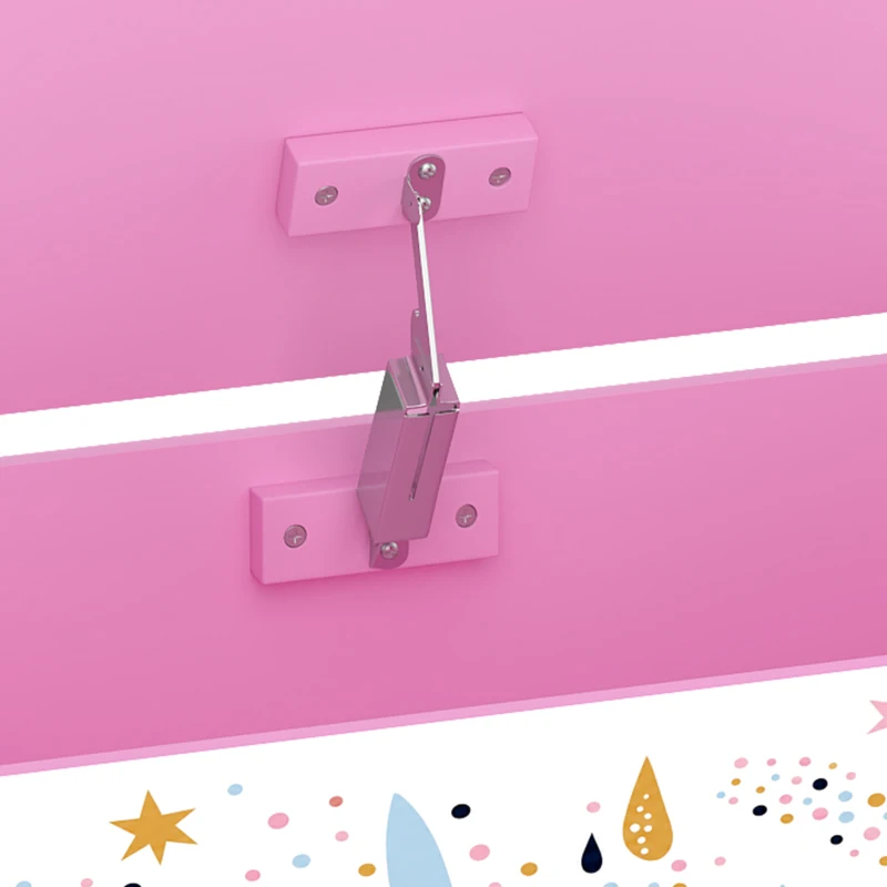 AIYAPLAY Storage Chest, Wooden Toy Chest with Lid, Flip-Top, Security Hinges and Anti-Pinch Design for Kids, Pink