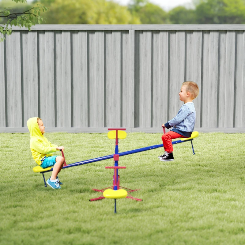 Outsunny Kids Metal Seesaw Teeter Totter Children's Playground Equipment for Garden Outdoor Indoor Swing, 4 Seats