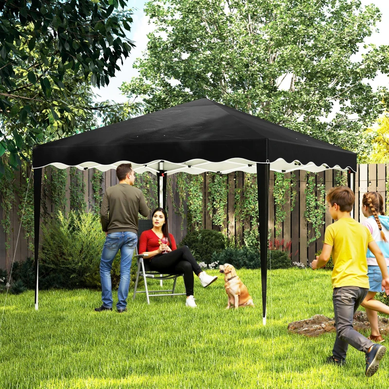 Outsunny 3 x 3cm Adjustable Height Pop-Up Gazebo, with Bag - Black