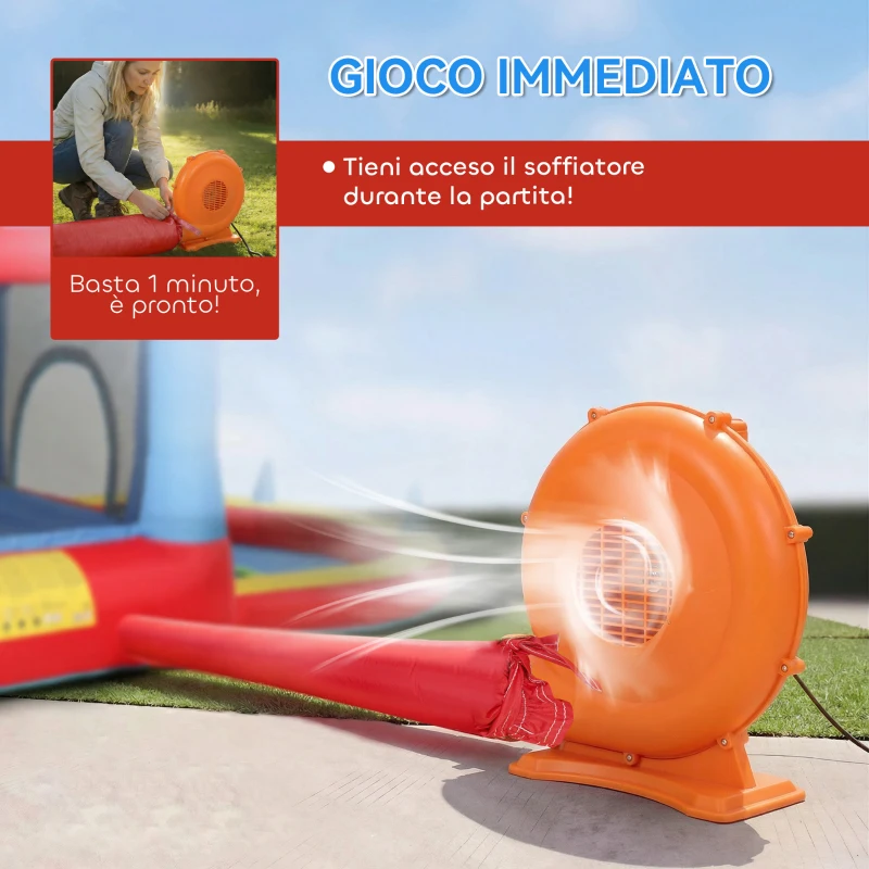 AIYAPLAY Castello Gonfiabile per Bambini con Scivolo, Trampolino, Piscina e Canestro, 342x255x209 cm, Multicolore