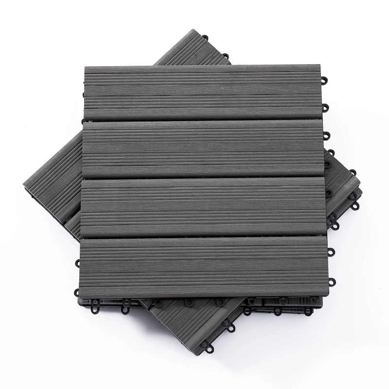 Outsunny Piastrelle da Giardino Incastrabili Set da 11 Mattonelle per Esterno 30x30cm Grigio