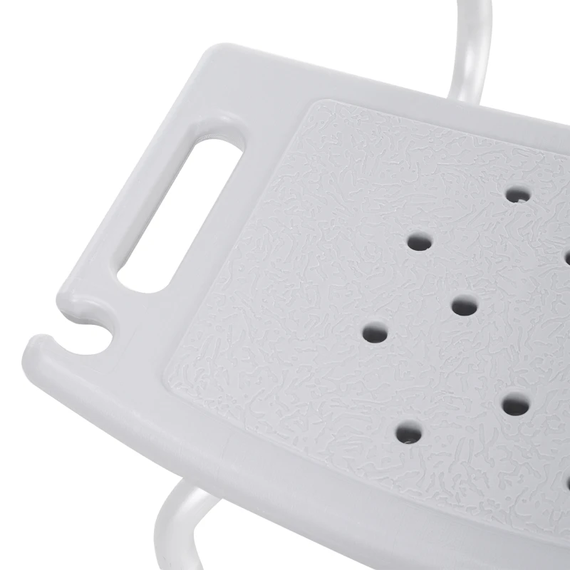 HOMCOM Sedia da Doccia per Bagno in Alluminio e Plastica Altezza Regolabile 8 Livelli 71-88cm Piedini Antiscivolo
