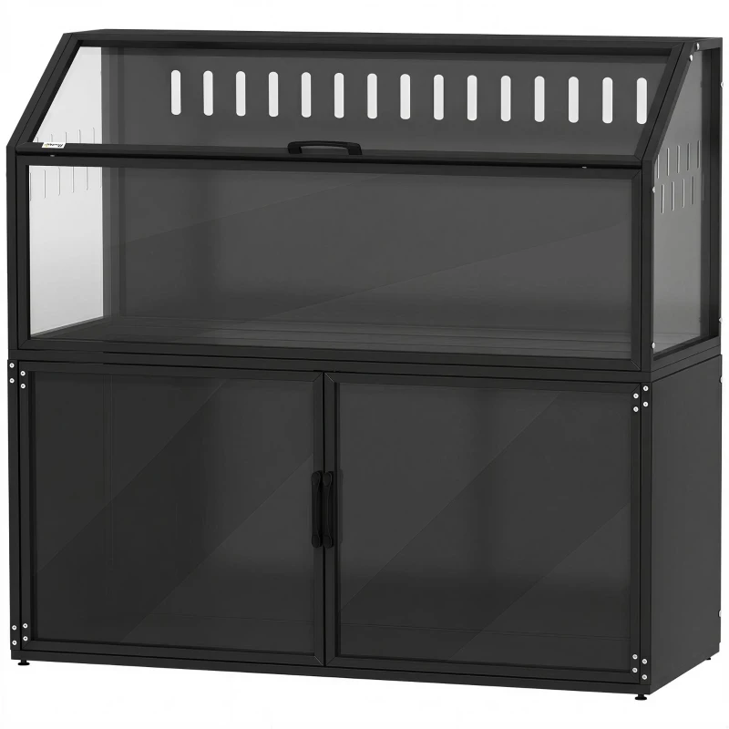 PawHut Cage Hamster 2-en-1 avec Armoire de Rangement pour Rongeur Hamster Syrien et Souris Acier et Acrylique Noir