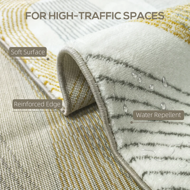 HOMCOM Modern Area Rug, Machine Washable Rug, Allergy-Friendly Floor Carpet for Living Room, Bedroom, Dining Room, Home Office, 170 x 120 cm, Cream White