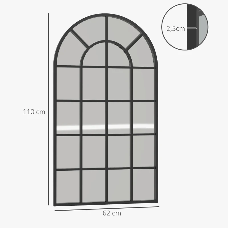 HOMCOM Espejo Decorativo de Pared Moderno Espejo de Pared 65x110 cm Marco de Metal para Salón Entrada Pasillo Negro