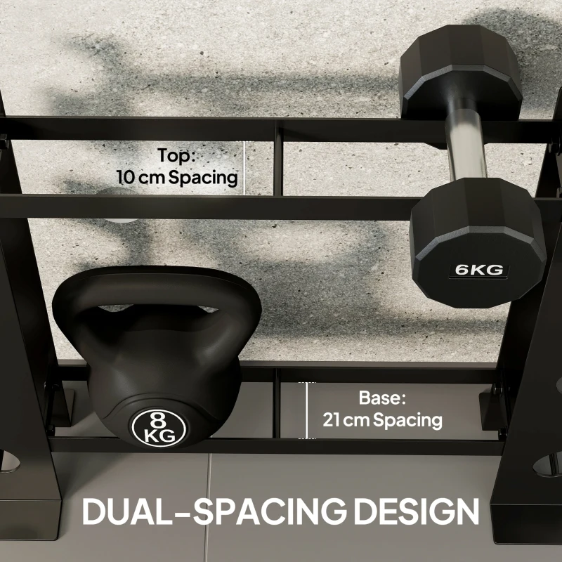 SPORTNOW 4-Tier Dumbbell Rack, Heavy-Duty Weight Rack for Dumbbells, Kettlebells and Multiple Balls, 200 KG Capacity, Black