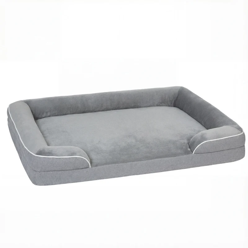 PawHut Dog Sofa Bed, Washable Pet Bed with Removable Cover and Non-Slip Bottom for Small, Medium and Large Dogs, Grey
