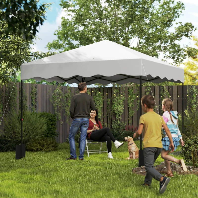 Outsunny Carpa Plegable 3x3m con Protección UV Altura Ajustable y Bolsa con Ruedas para 6-9 Personas Blanco