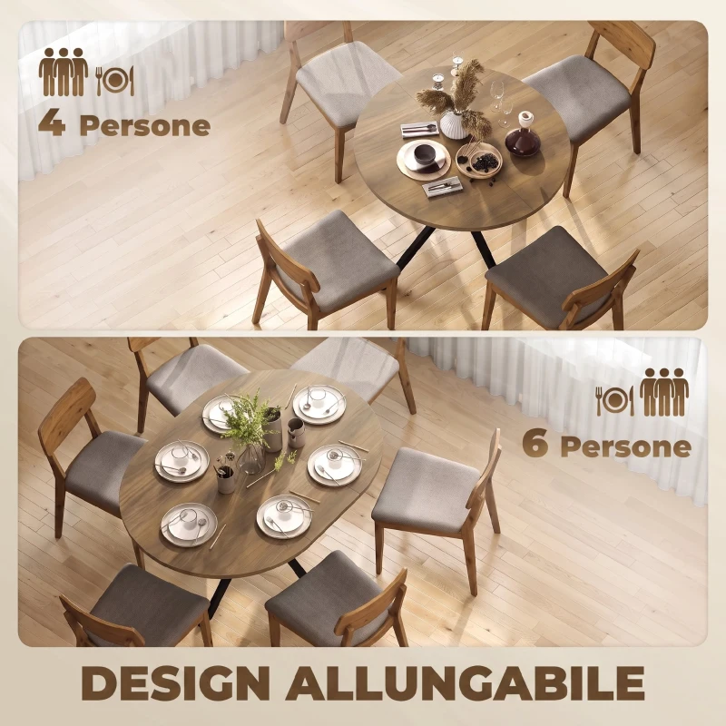 HOMCOM Tavolo da Pranzo Allungabile 4-6 Posti con Allunga a Farfalla, Base a X Marrone