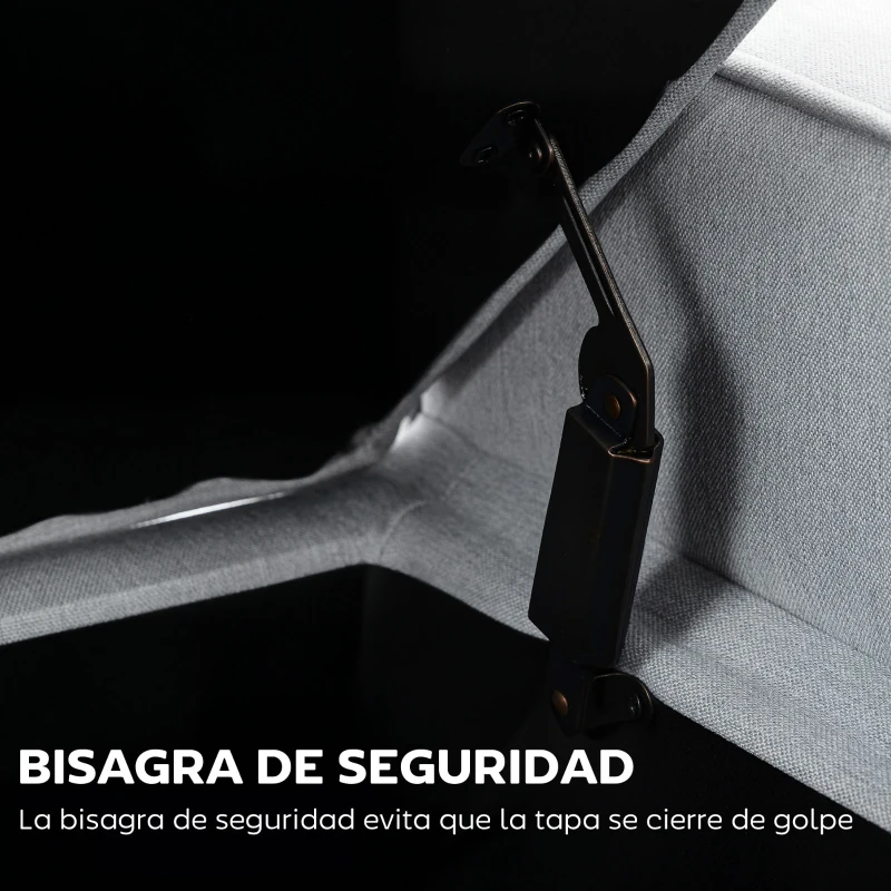 HOMCOM Banco de Almacenaje con Tapa Abatible y Patas de Madera para Dormitorio Salón Entrada 120x45x54 cm Gris Claro