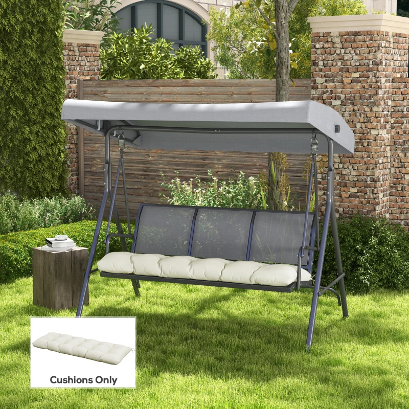 Outsunny Cojín para Banco de Jardín o Balancín128x48x8 cm con 2 Cordones de Fijación Impermeable y Protección UV 50+ Crema