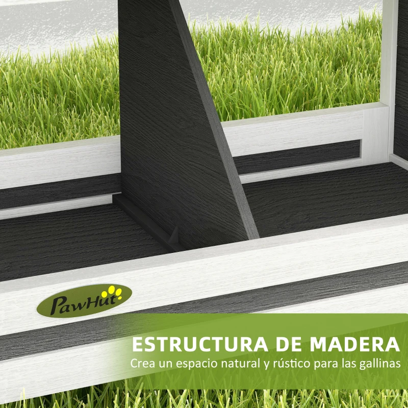 PawHut Ponedero para Gallinas de Madera Caja Nido para 2 Gallinas con 2 Departamentos y Techo Asfáltico Gris