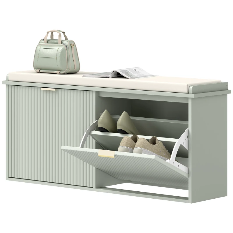 HOMCOM Elegant Ten Shoe Bench, with Top Seat - Green