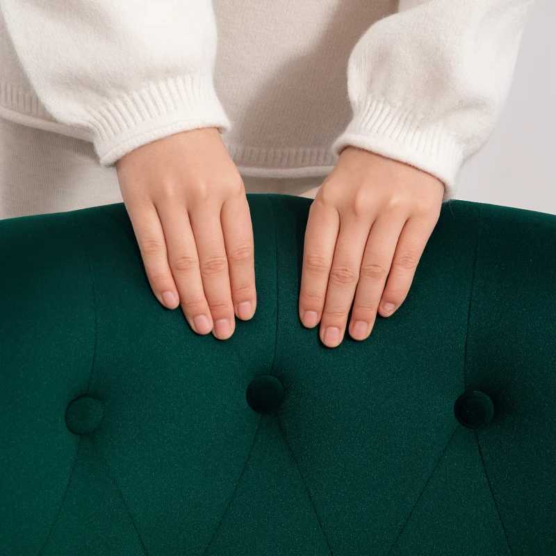 HOMCOM Poltrona per Salotto in Velluto con Seduta Imbottita e Trapuntata a Bottoni, 60x66x79 cm, Verde
