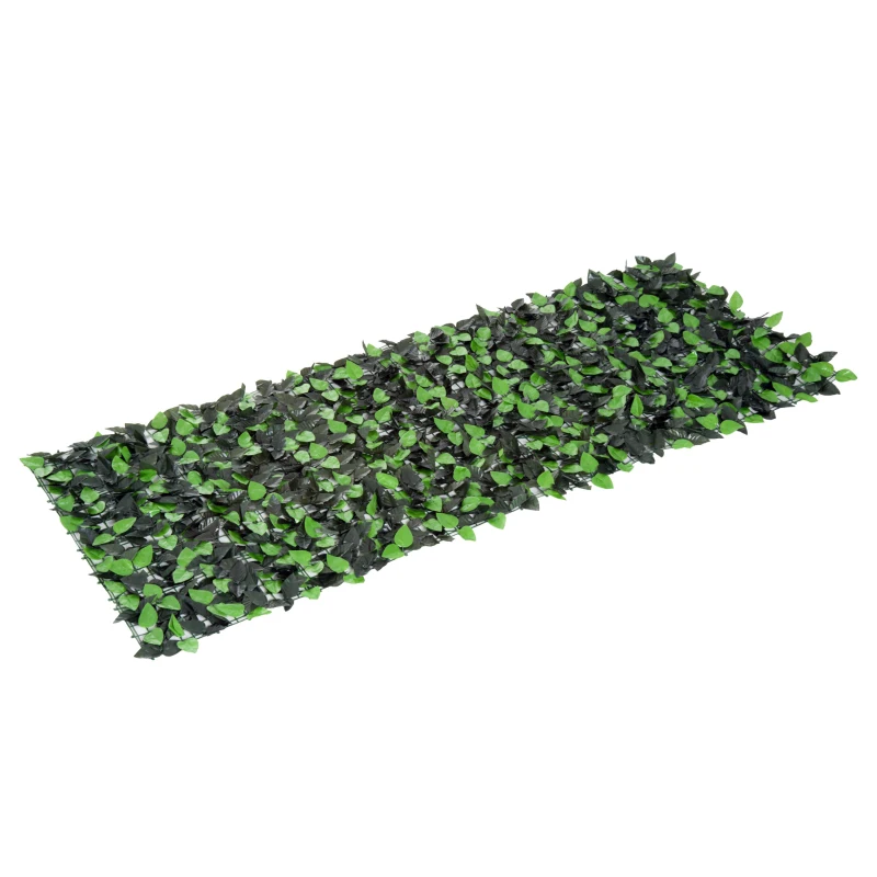 Outsunny Artificial Leaf Hedge Screen Privacy Fence Panel for Garden Outdoor Indoor Decor 3M x 1M Light Green and Dark Green