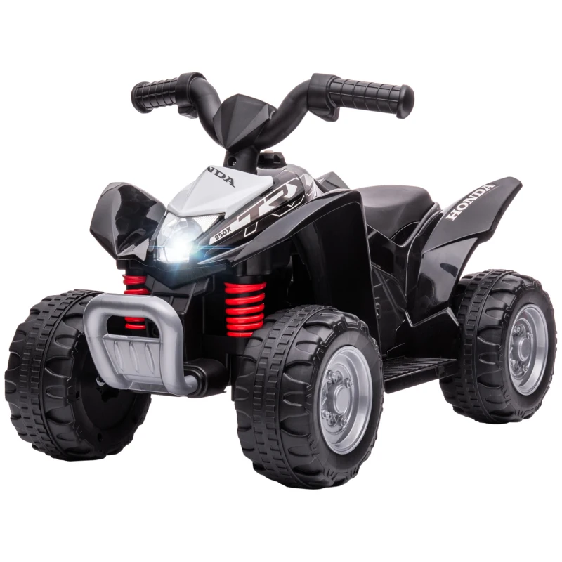 AIYAPLAY Quad Elettrico per Bambini 18-36 Mesi con Luci LED, Clacson e Pedali, 65.5x38.5x43.5 cm, Nero