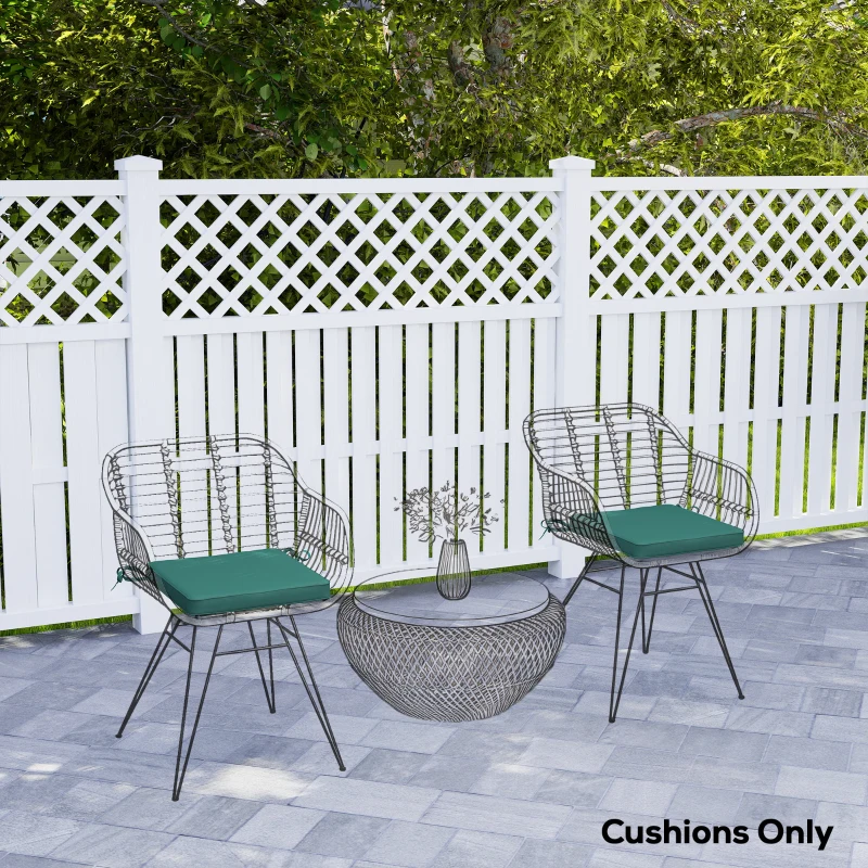 Outsunny Set of 6 Chair Cushion Seat Pads Dining Chair w/ Straps, Indoor Outdoor Removable Tie On Garden Patio, Green