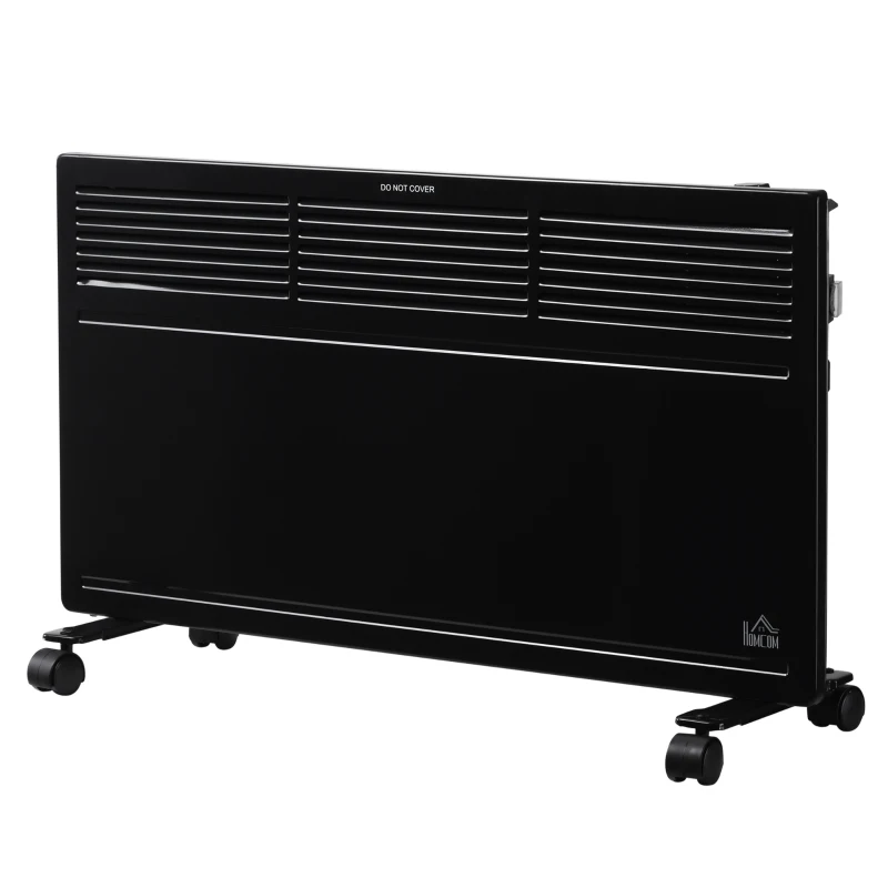 HOMCOM POWER Convector Radiator, Energy Saving Freestanding or Wall-mounted Heating with 2 Heat Settings Safety Cut-Off, Black