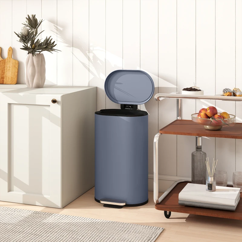HOMCOM 30 L Modern Curved Kitchen Bin - Grey