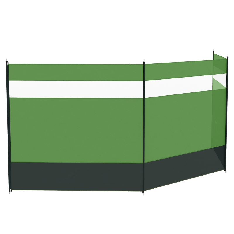 Outsunny Camping Windbreaker with Clear Windows, Carry Bag and Steel Poles, for Beach Caravan Campervan, 440 x 140cm, Army Green