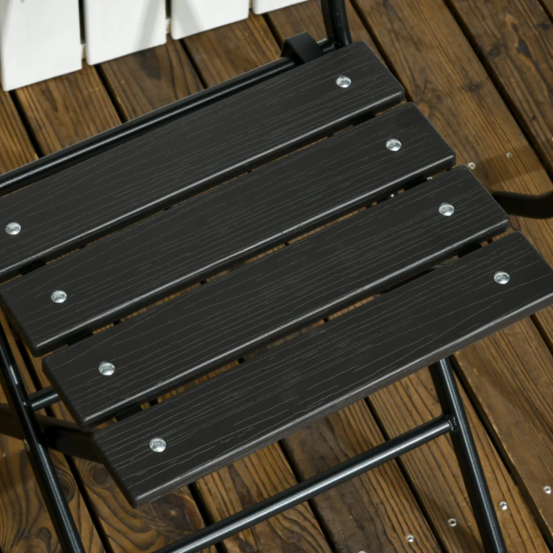 Outsunny Set da Giardino 3 Pezzi con 2 Sedie e Tavolo Pieghevoli in Acciaio e HDPE, Grigio Scuro
