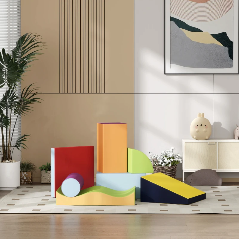 HOMCOM 7PCS Module motricité bébé parcours motricité bébé en mousse EPE pour enfants d'âge préscolaire, multicolore