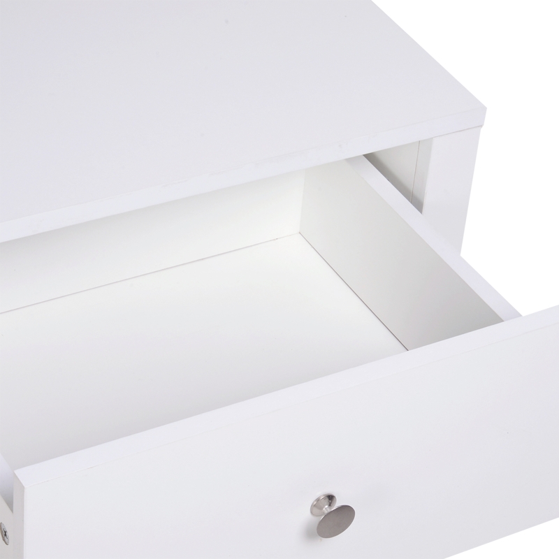 HOMCOM Bedside Table, Nightstand with Drawer and Open Shelf, End Table for Living room, Bedroom, Set of 2, White