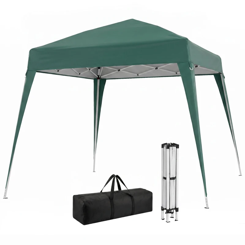Outsunny Tonnelle barnum de jardin pop-up pliant 2,4 x 2,4 m acier polyester anti UV avec sac de transport vert foncé