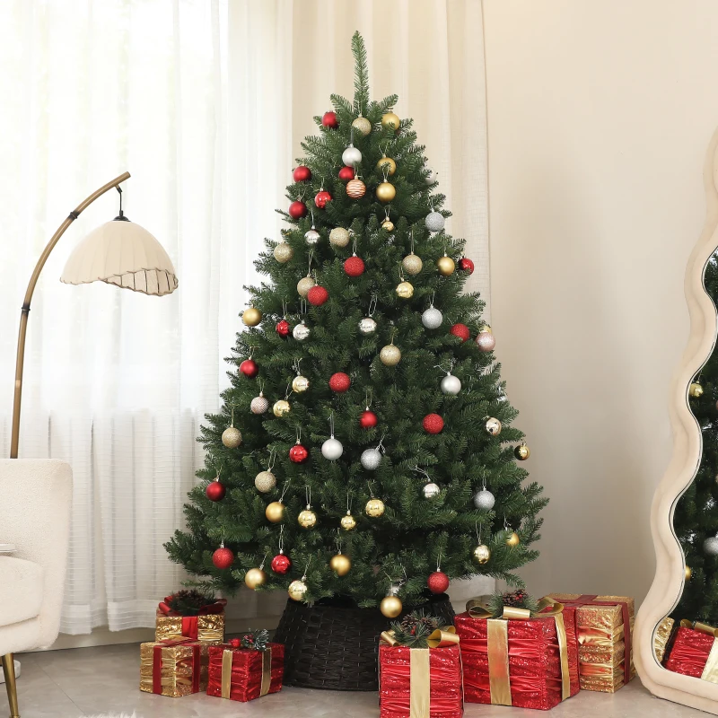HOMCOM Albero di Natale Artificiale da 195 cm con 1838 Rami con Base in Acciaio per Interni, Verde