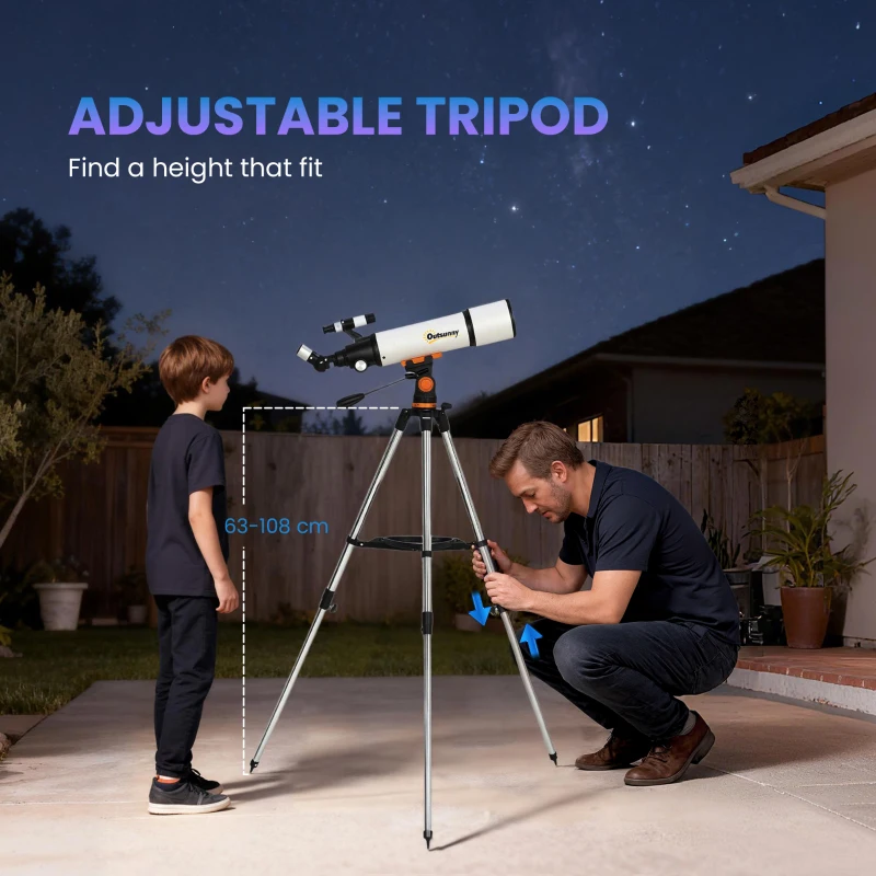 Outsunny Astronomy Telescope for Adults and Beginners with 80 mm Aperture, Carry Bag, White
