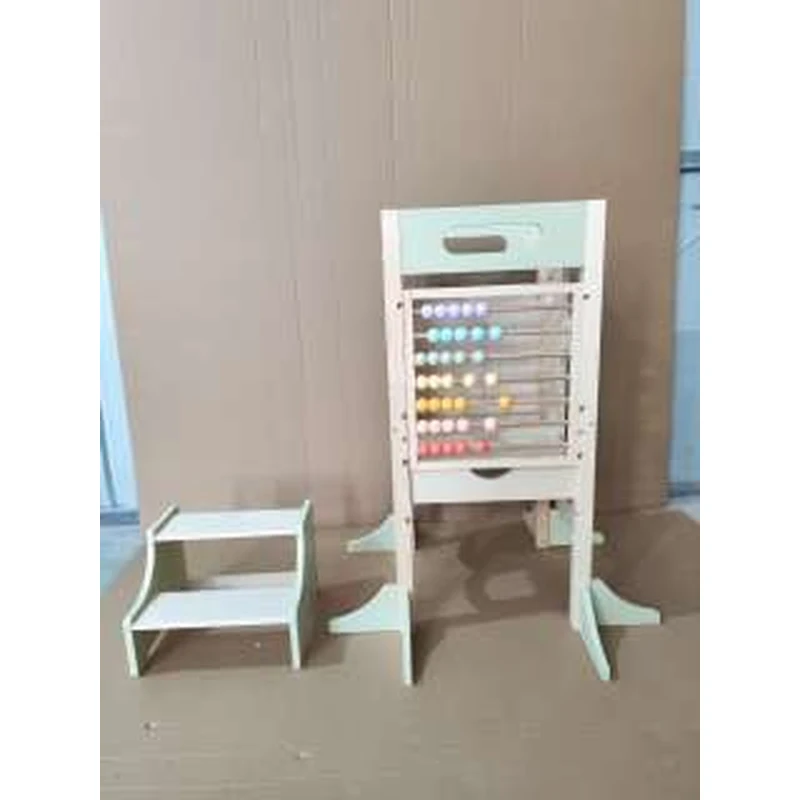 AIYAPLAY Tour Montessori 6 en 1 pour enfants, marchepied d'aide en cuisine avec tableau, 2-6 ans, vert