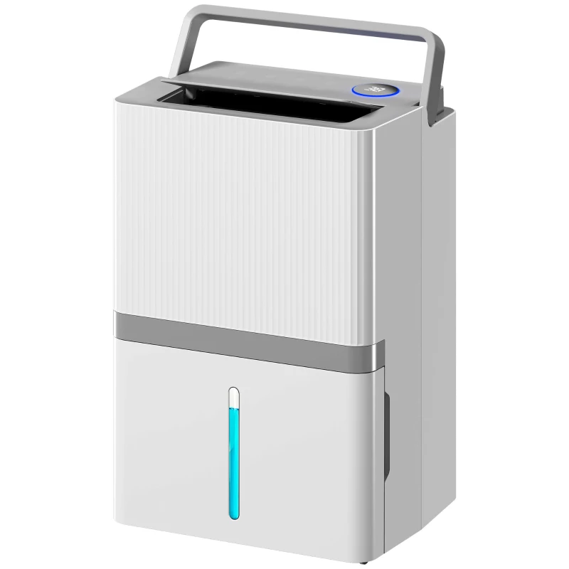 HOMCOM Deshumidificador 35L/Día para 40-90 ㎡ Luz Indicador de Humedad Depósito 5,5 Litros Drenaje Continuo Temporizador 24H