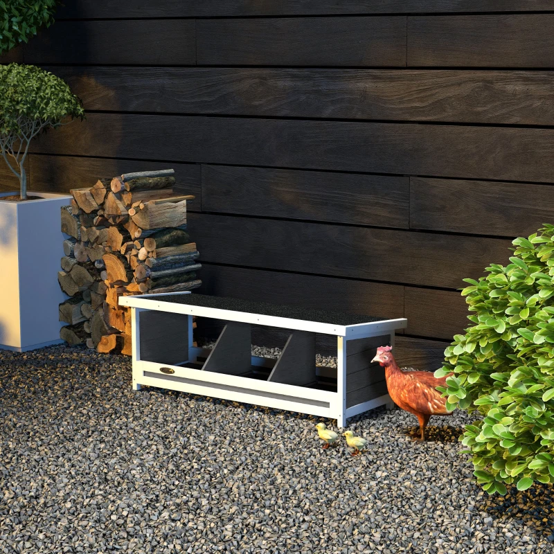 PawHut Pondoir nichoir pour poules 3 emplacements avec toit asphalte structure en bois 95 x 37 x 34 cm gris noir