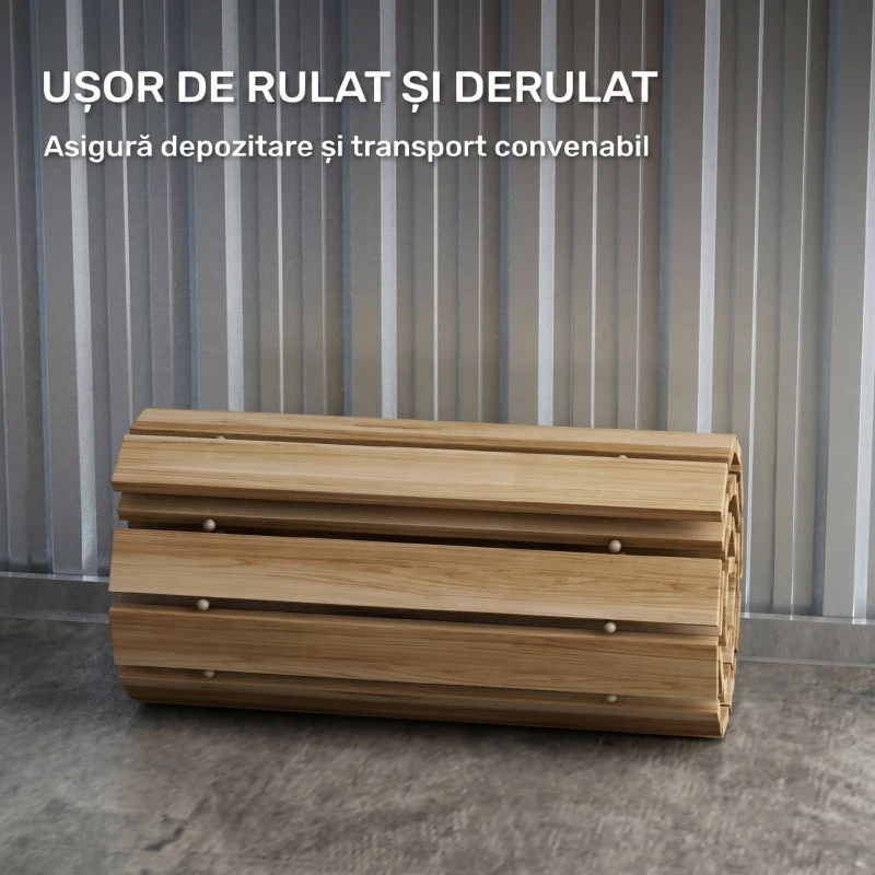 Outsunny Pasarelă de Grădină cu Șipci Rulabile din Lemn de Brad, 120x38 cm, Culoare Lemn