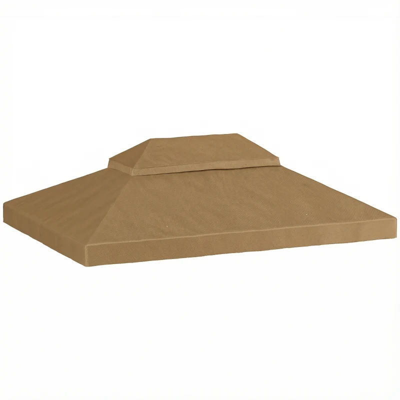 Outsunny Toile de rechange pour pavillon toile de tonnelle 4 x 3 m, double toit avec trous de drainage, polyester 370 g/m², beige