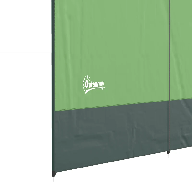 Outsunny Camping Windbreaker with Clear Windows, Carry Bag and Steel Poles, for Beach Caravan Campervan, 440 x 140cm, Army Green