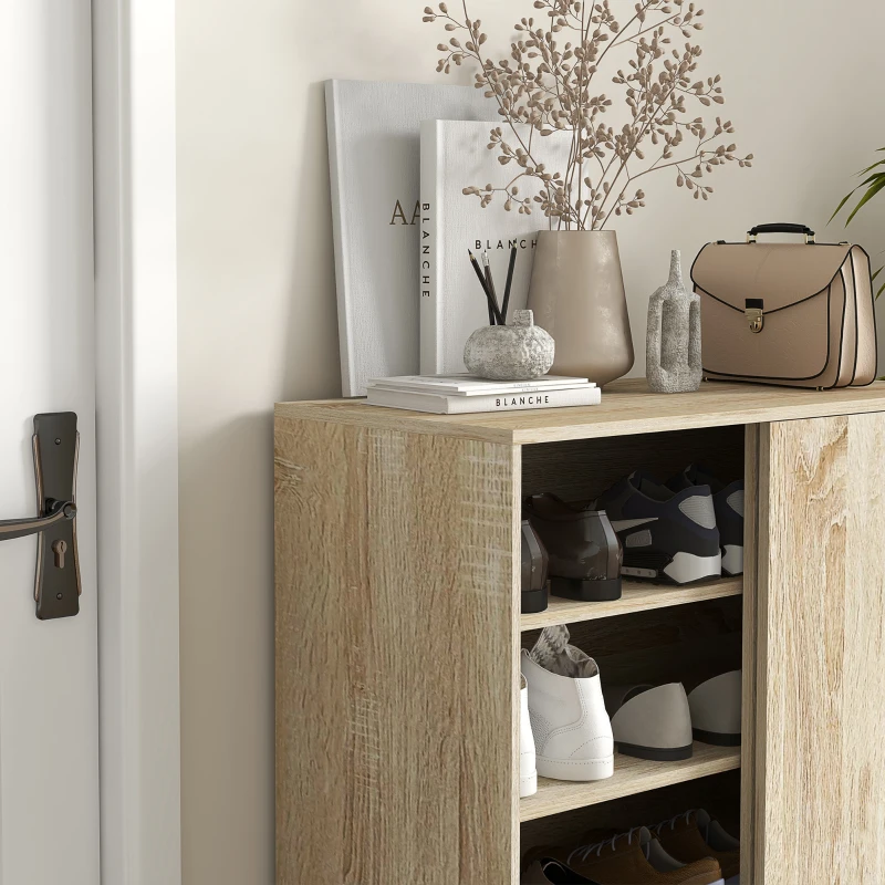 HOMCOM Mobile Scarpiera a 4 Livelli in Truciolato e Acciaio con Ripiani Regolabili, max 12 Paia 80x40x93 cm