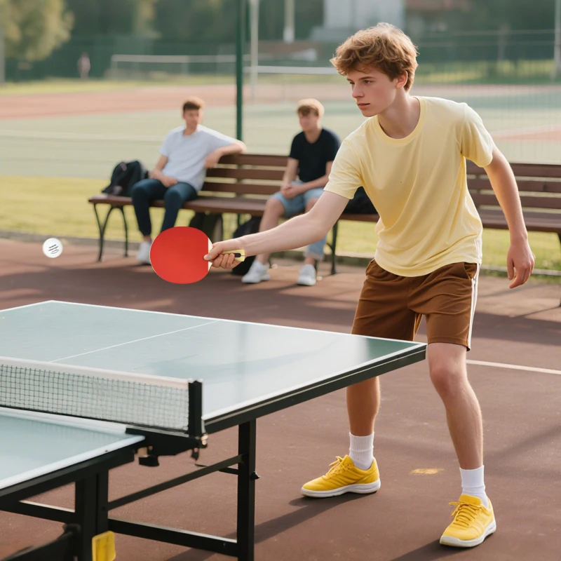 SPORTNOW Set 4 palete de tenis de masă și 8 mingi, cu husă pentru transport, roșu și negru