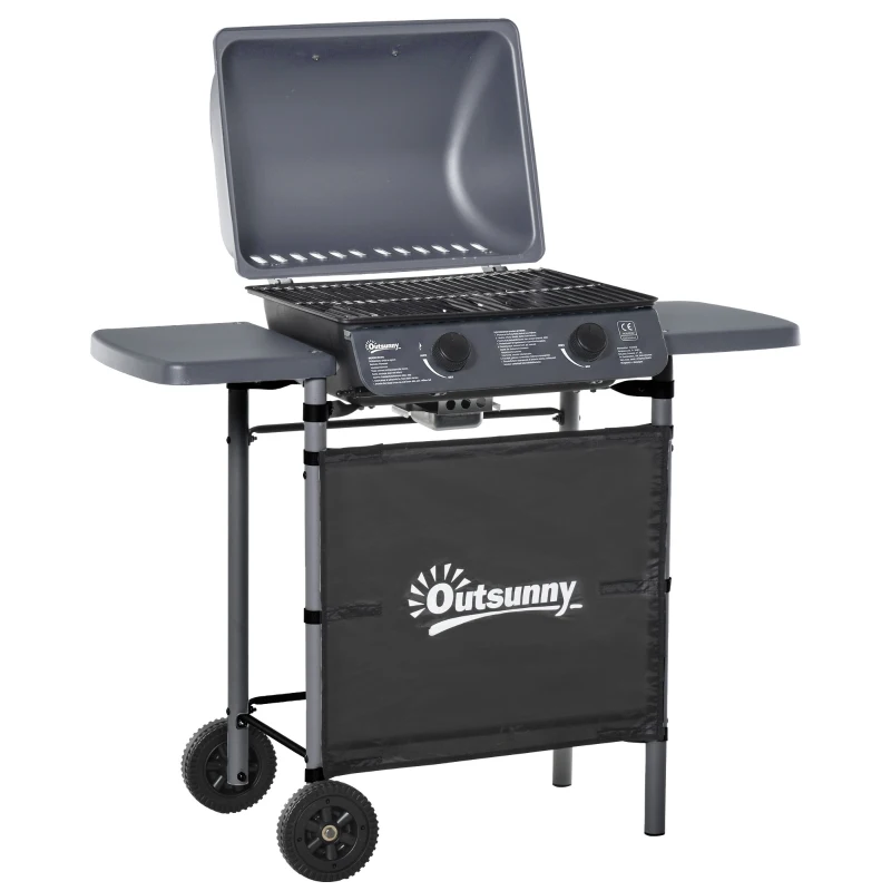 Outsunny 2 x 2.8kW Burner Gas BBQ - Grey