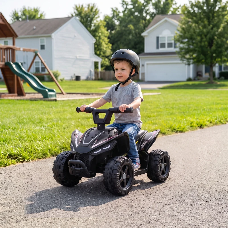 AIYAPLAY Kinder Quad Elektro 6V Kinderquad mit Lithium-Akku Vorwärtsfunktion Lenkerknopf-Steuerung 1,5-2 Jahre Schwarz