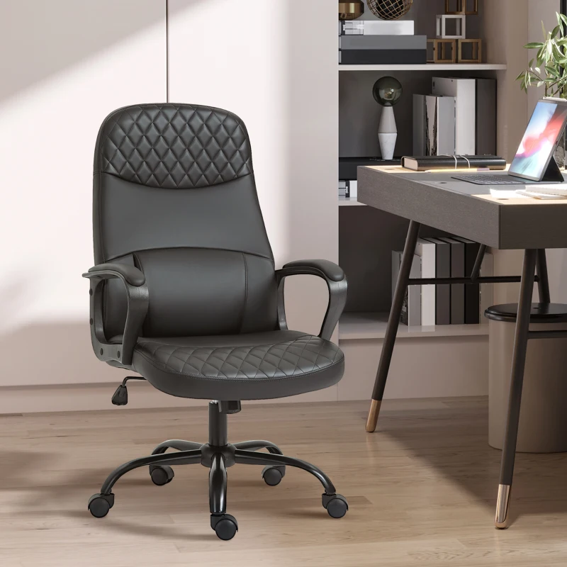Vinsetto Bürostuhl Massage höhenverstellbarer Chefsessel Gamingstuhl mit Massagefunktion ergonomischer Drehstuhl Massage Sessel PU-Leder Stahl Schwarz 60 x 70 x 109-119 cm