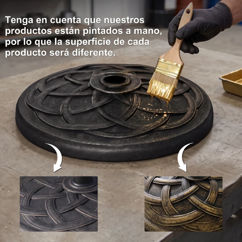 Outsunny Base para Sombrilla de Jardín Peso Neto 19 kg Soporte de Parasol Apto para Mástil de 38mm/48mm Resina para Terraza Patio Exterior Ø54,5x34 cm Bronce