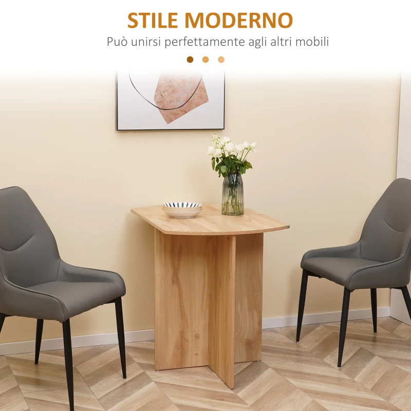 HOMCOM Tavolo da Pranzo Pieghevole Salvaspazio in Legno, 90x60x74cm, Quercia