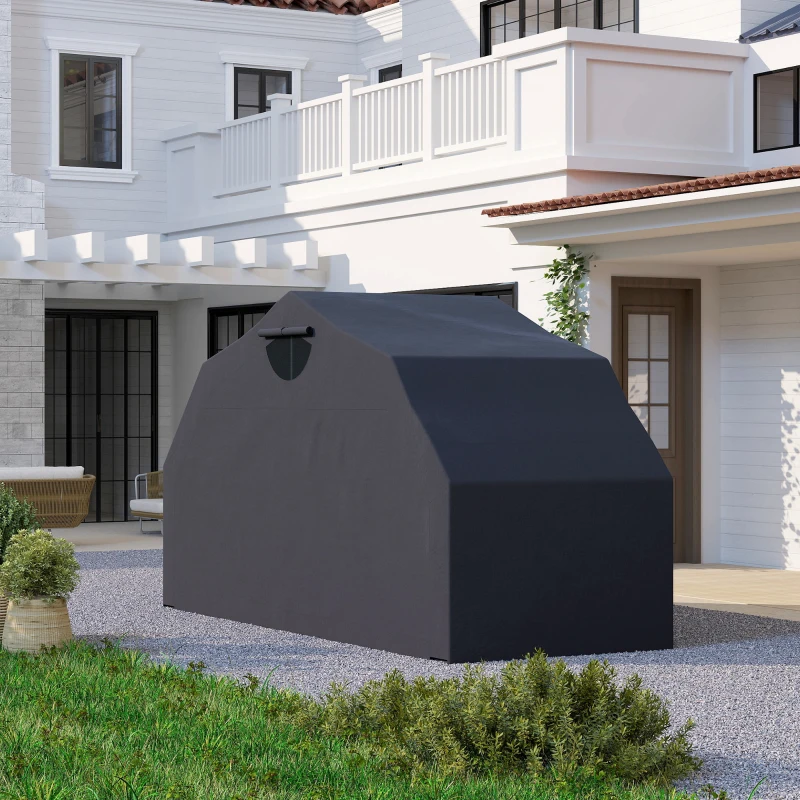 Outsunny Abri de moto extérieur tente à moto housse de protection en tissu Oxford, 2 fenêtres, 345 x 135 x 191 cm, noir