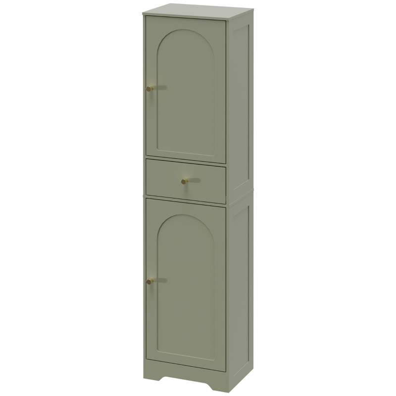 HOMCOM Tall Bathroom Cabinet with Arched Doors - Light Green