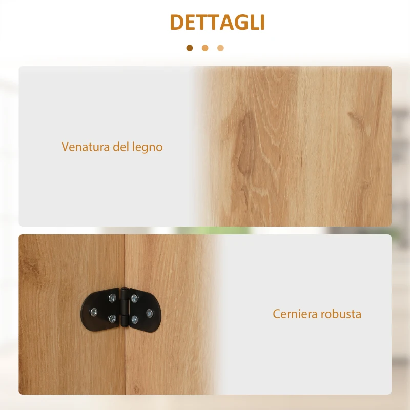 HOMCOM Tavolo da Pranzo Pieghevole Salvaspazio in Legno, 90x60x74cm, Quercia