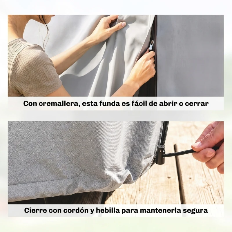 Outsunny Funda Protectora Impermeable para Balancín de Jardín 3 Plazas con Cremallera Antipolvo y Antiviento 215x155x150 cm